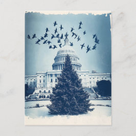 Retro kerstkaart van de Amerikaanse Capitol Hill k Feestdagenkaart