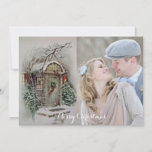 Retro kerstkaart Voeg uw foto toe (Voorkant)