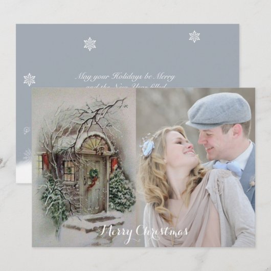 Retro kerstkaart Voeg uw foto toe (Voorkant / Achterkant)
