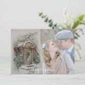 Retro kerstkaart Voeg uw foto toe (Staand voorkant)