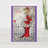  Retro-kerstkaart voor zuster Feestdagen Kaart (Voorkant)