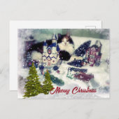 Retro kerstkat / kattevrije feestdag briefkaart (Voorkant / Achterkant)