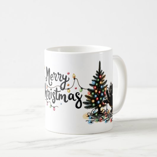 Retro Kerstkat Koffiemok (Voorkant rechts)