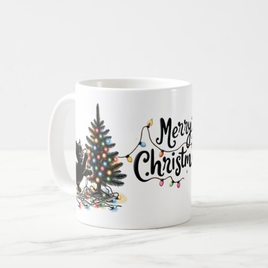 Retro Kerstkat Koffiemok (Voorkant links)