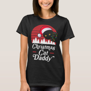 Retro-kerstkat met kerstKettingen lampjes T-shirt