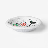 Retro Kerstkat rond Papieren Kommen (Gebogen)