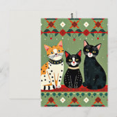 Retro Kerstkatten Briefkaart (Voorkant / Achterkant)