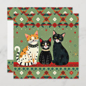 Retro Kerstkatten Feestdagenkaart (Voorkant / Achterkant)