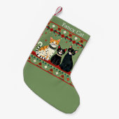 Retro Kerstkatten gepersonaliseerd Kleine Kerstsok (Voorkant (Hangend))