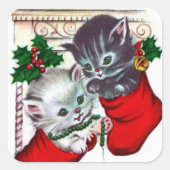  retro kerstkatten Holiday sticker (Voorkant)
