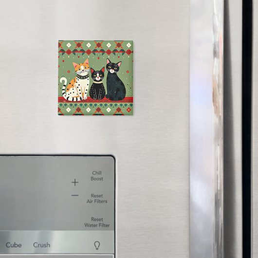 Retro Kerstkatten Magneet (Insitu (Koelkast))