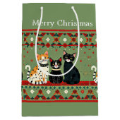 Retro Kerstkatten Medium Cadeauzakje (Voorkant)