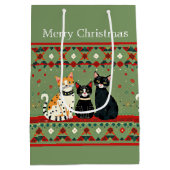 Retro Kerstkatten Medium Cadeauzakje (Achterkant)