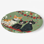 Retro Kerstkatten Papieren Bordje (Gekanteld)