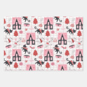 Retro Kerstkatten Roze Grijs Inpakpapier Vel (Voorkant 2)