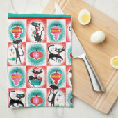 Retro Kerstkatten - Theedoek (Quarter Fold)