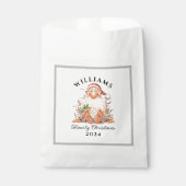 Retro kerstkerst met naam en jaar bedankzakje (Voorkant)