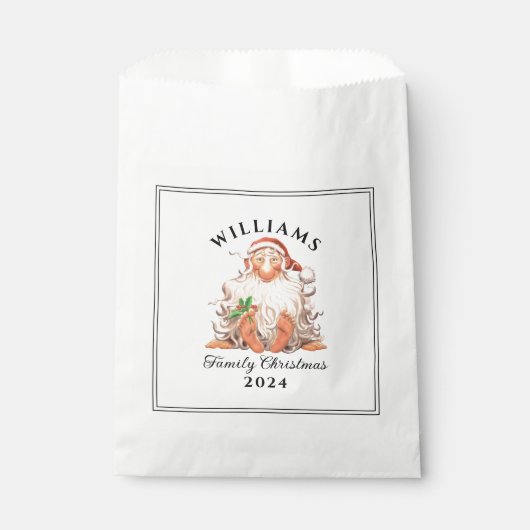 Retro kerstkerst met naam en jaar bedankzakje (Voorkant)