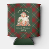 Retro kerstkerst met naam en jaar blikjeskoeler (Voorkant)