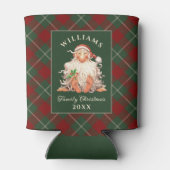 Retro kerstkerst met naam en jaar blikjeskoeler (Achterkant)