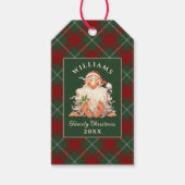 Retro kerstkerst met naam en jaar cadeaulabel (Voorkant)