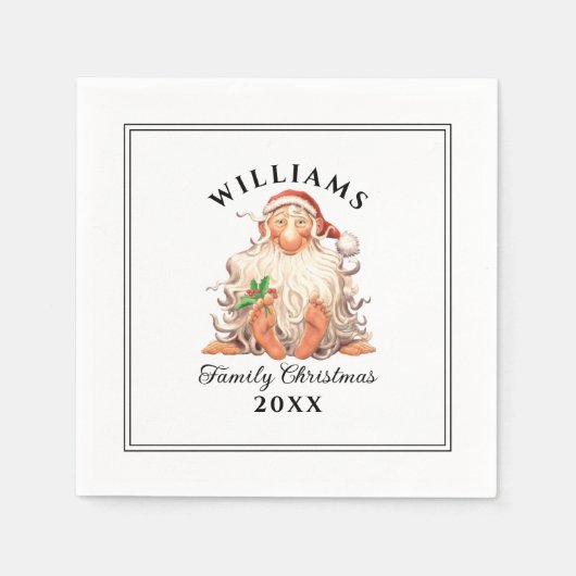 Retro kerstkerst met naam en jaar servet (Voorkant)