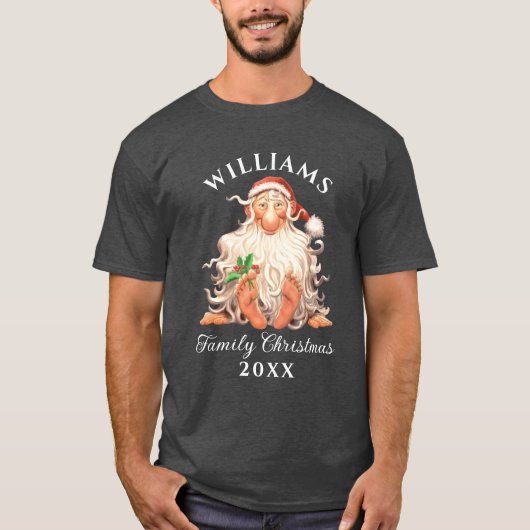 Retro kerstkerst met naam en jaar t-shirt (Voorkant)