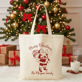 Retro  kerstkerst tote bag