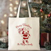 Retro kerstkerst tote bag