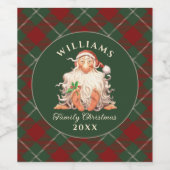 Retro kerstkerst voor de kerstman met naam en jaar wijn etiket (Enkel label)