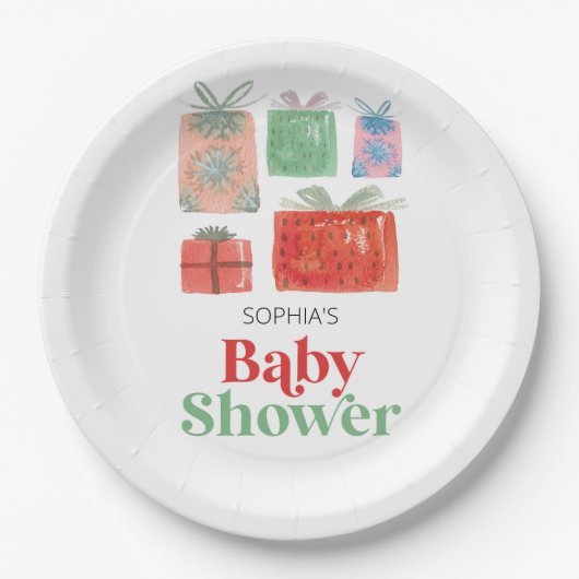 Retro kerstkerstkerstkerstkerstpapier Bord Baby sh (Voorkant)