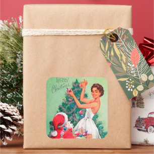 retro kerstkerstkerstman sticker