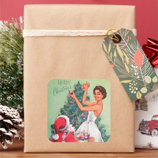 retro kerstkerstkerstman sticker (Feestdagen)