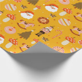 Retro kerstkerststaarten patroon cadeaupapier (Hoek)