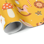 Retro kerstkerststaarten patroon cadeaupapier (Rol Hoek)