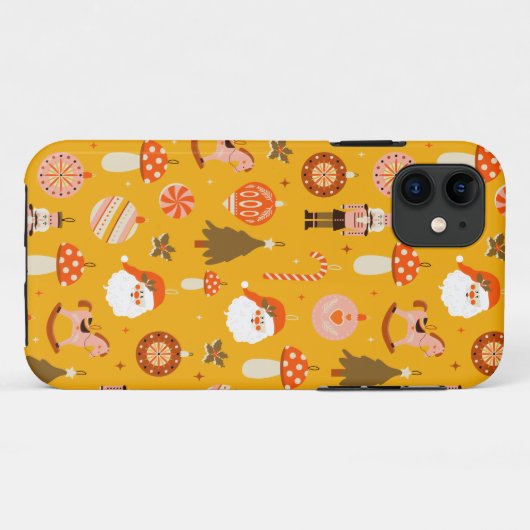 Retro kerstkerststaarten patroon Case-Mate iPhone case (Achterkant (horizontaal))