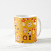 Retro kerstkerststaarten patroon koffiemok (Voorkant rechts)