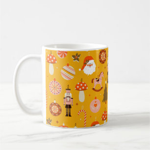 Retro kerstkerststaarten patroon koffiemok