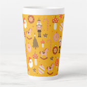 Retro kerstkerststaarten patroon latte mok (Voorkant)