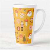 Retro kerstkerststaarten patroon latte mok (Rechts)