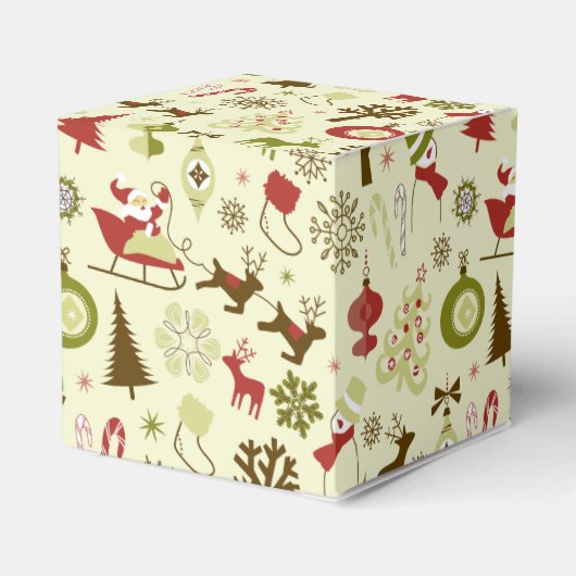 Retro kerstketch naadloos patroon bedankdoosjes (Achterkant)