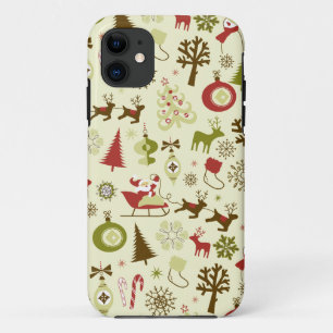 Retro kerstketch naadloos patroon iPhone 11 hoesje