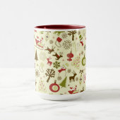 Retro kerstketch naadloos patroon mok (Midden)