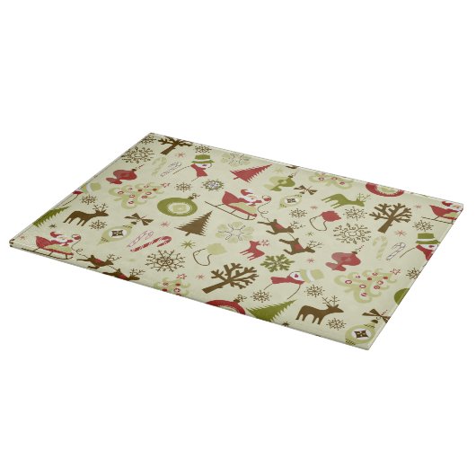 Retro kerstketch naadloos patroon snijplank (Hoek)