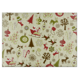 Retro kerstketch naadloos patroon snijplank