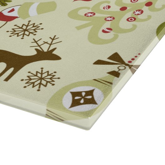 Retro kerstketch naadloos patroon snijplank (Hoek)