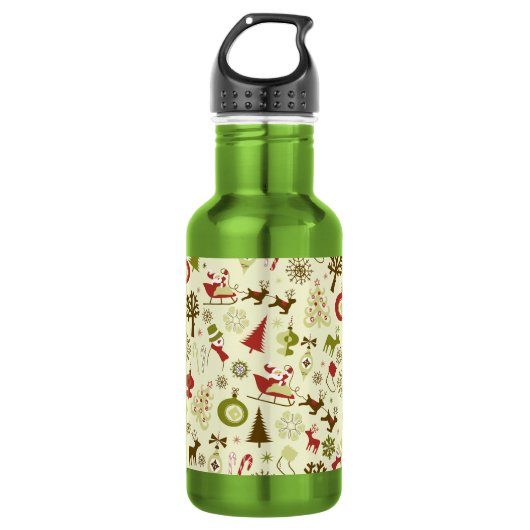 Retro kerstketch naadloos patroon waterfles (Voorkant)