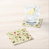 Retro kerstketels naadloos patroon kartonnen onderzetters (Insitu)