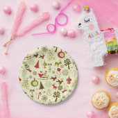 Retro kerstketels naadloos patroon papieren bordje (Feest)