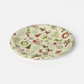 Retro kerstketels naadloos patroon papieren bordje (Gekanteld)